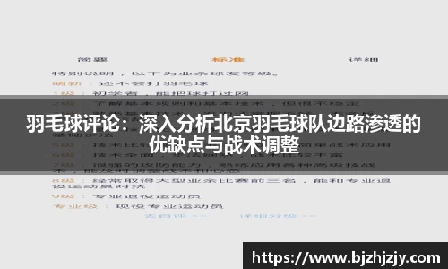 羽毛球评论：深入分析北京羽毛球队边路渗透的优缺点与战术调整